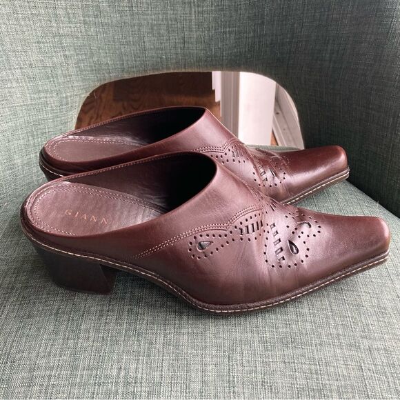 Gianni Bini Women’s Brown genuine Leather Y2K mule heel size 10. Good condition! - Picture 1 of 11